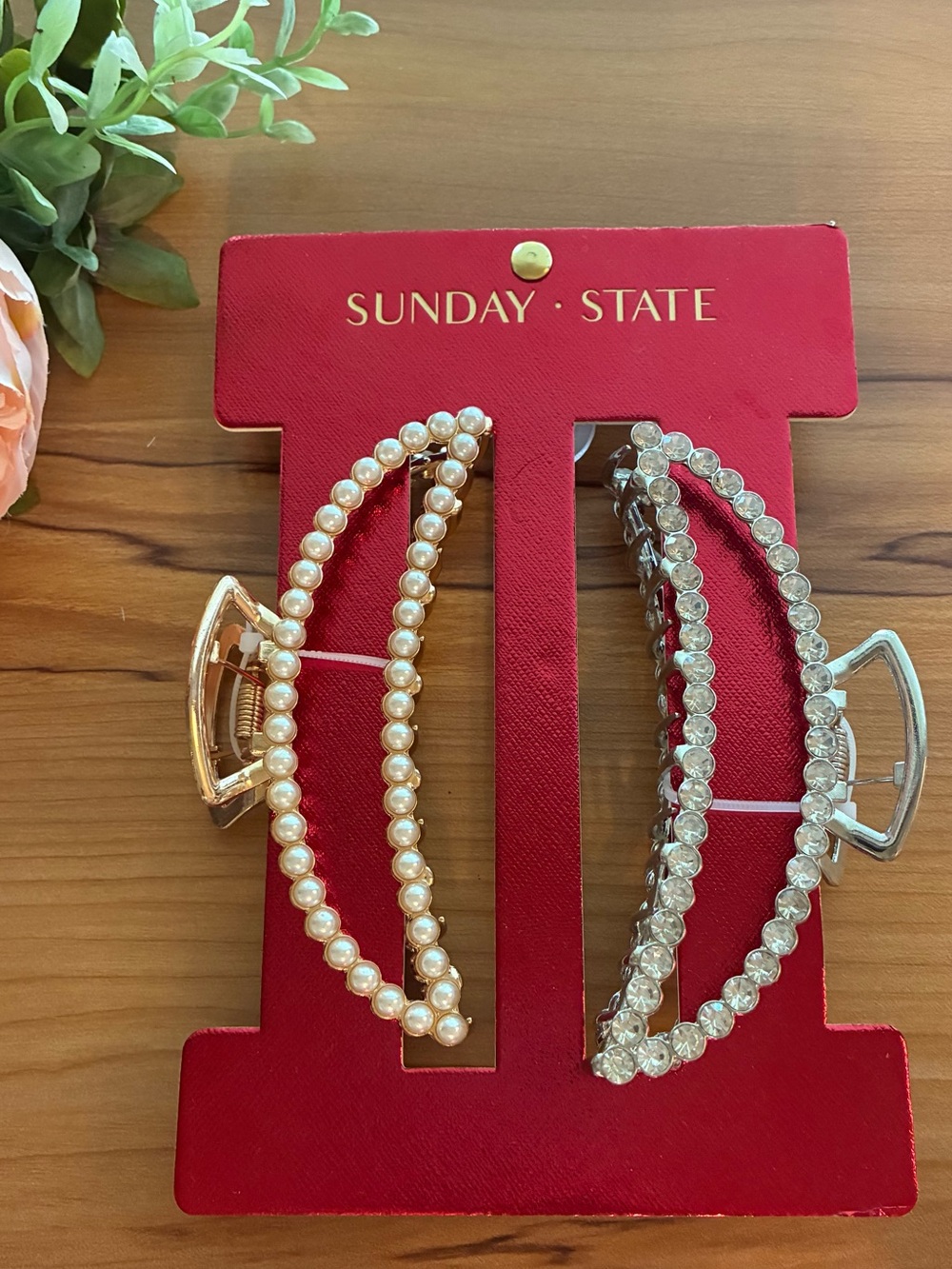 Sunday State Pearl & Crystal Hair Claw Duo - Gold & Silver